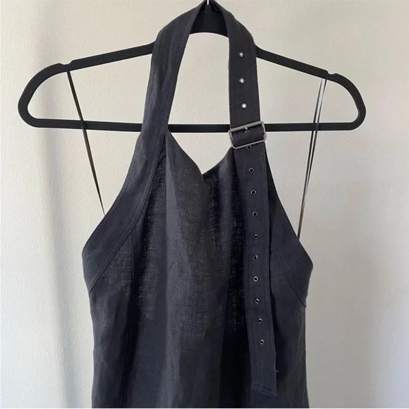 BLOGGERS FAV ZARA 100% LINEN HALTER SUMMER DRESS SIZE XS - Picture 8 of 10